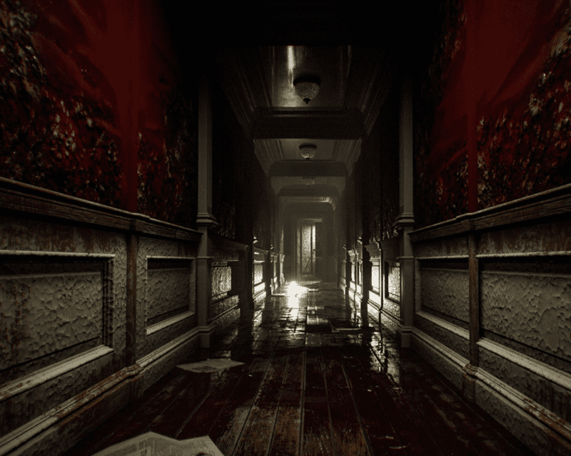 Mroczny korytarz z gry Layers of Fear 2