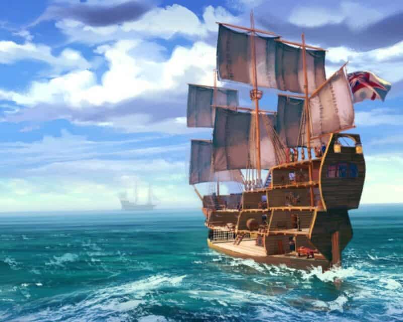 Her Majesty's Ship okręt pod pełnymi żaglami