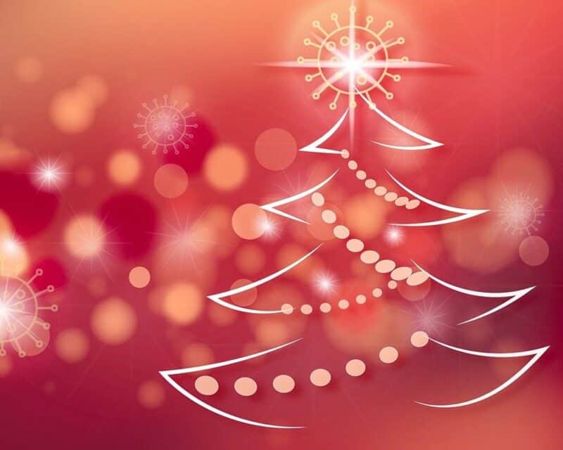choinka na czerwonym tle