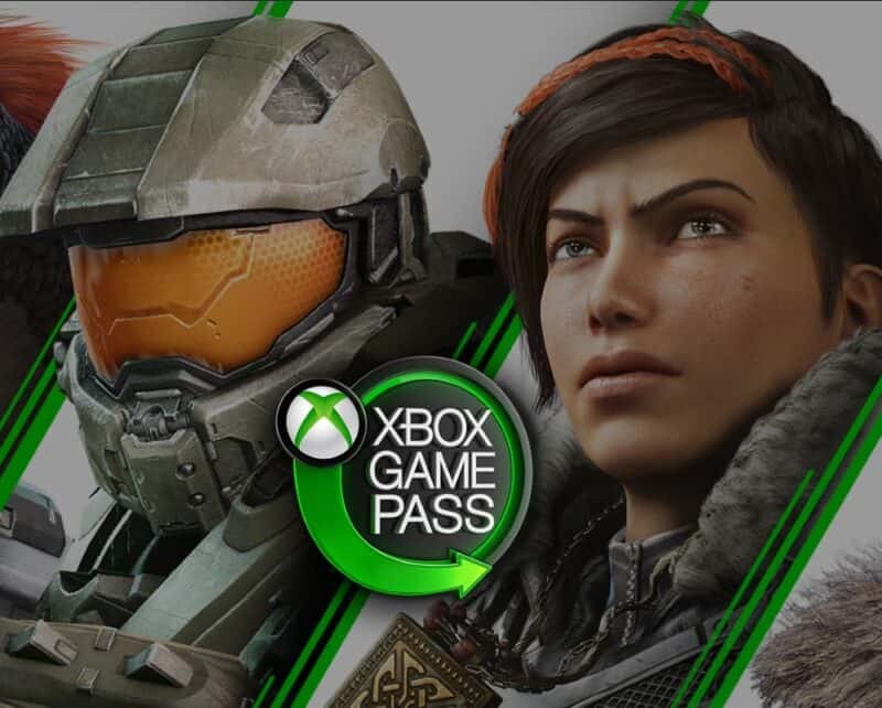 logo Xbox Game Pass na tle postaci z gier