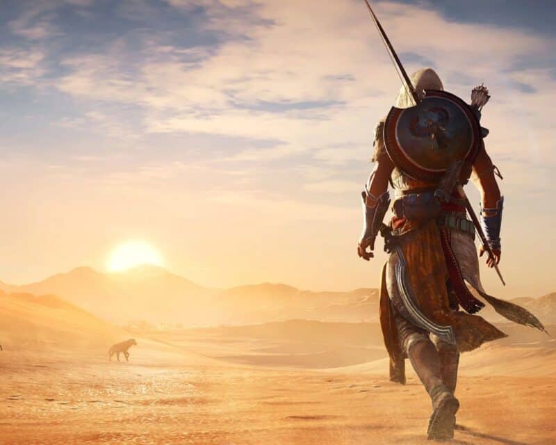Bayek pustynia zachód słońca