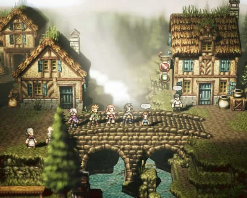 Grafika z gry Octopath Traveler, która pochodzi od studia Square Enix. Gra dostępna jest obecnie w usłudze Xbox Game Pass