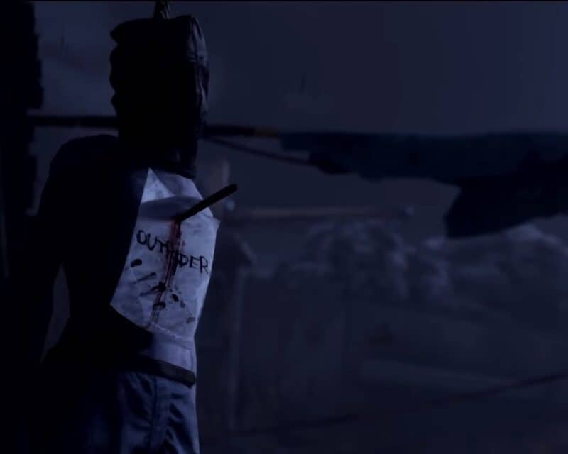 oszuści w Outriders wiszący człowiek