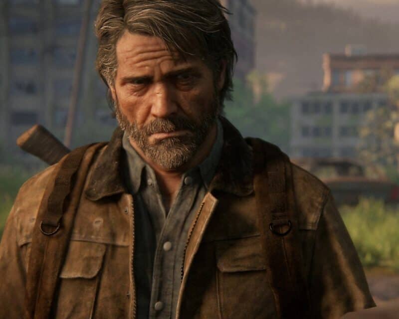 The Last Of Us 2 mod główny bohater na tle niszczejących budynków