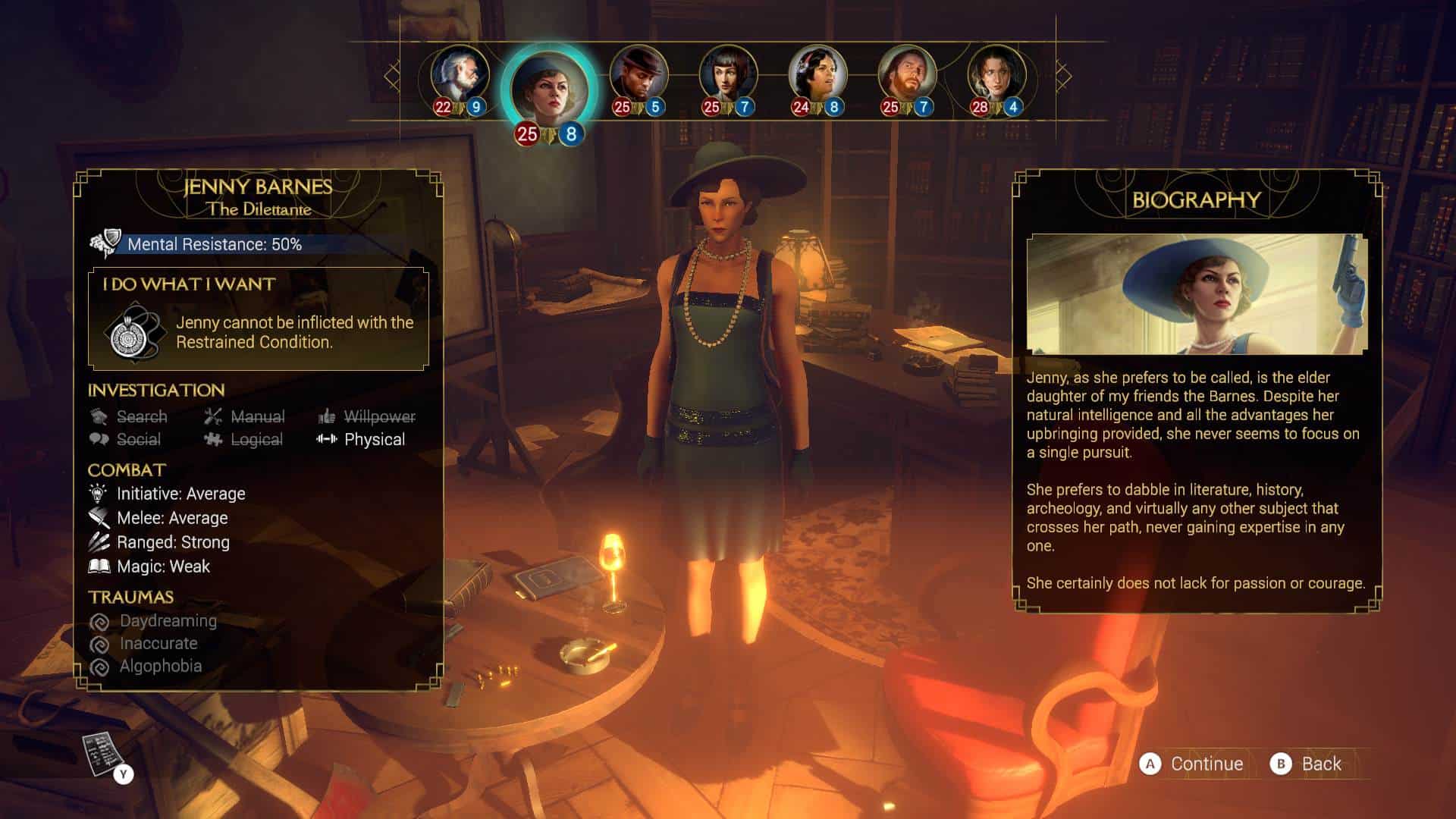 Arkham Horror ekran wyboru postaci