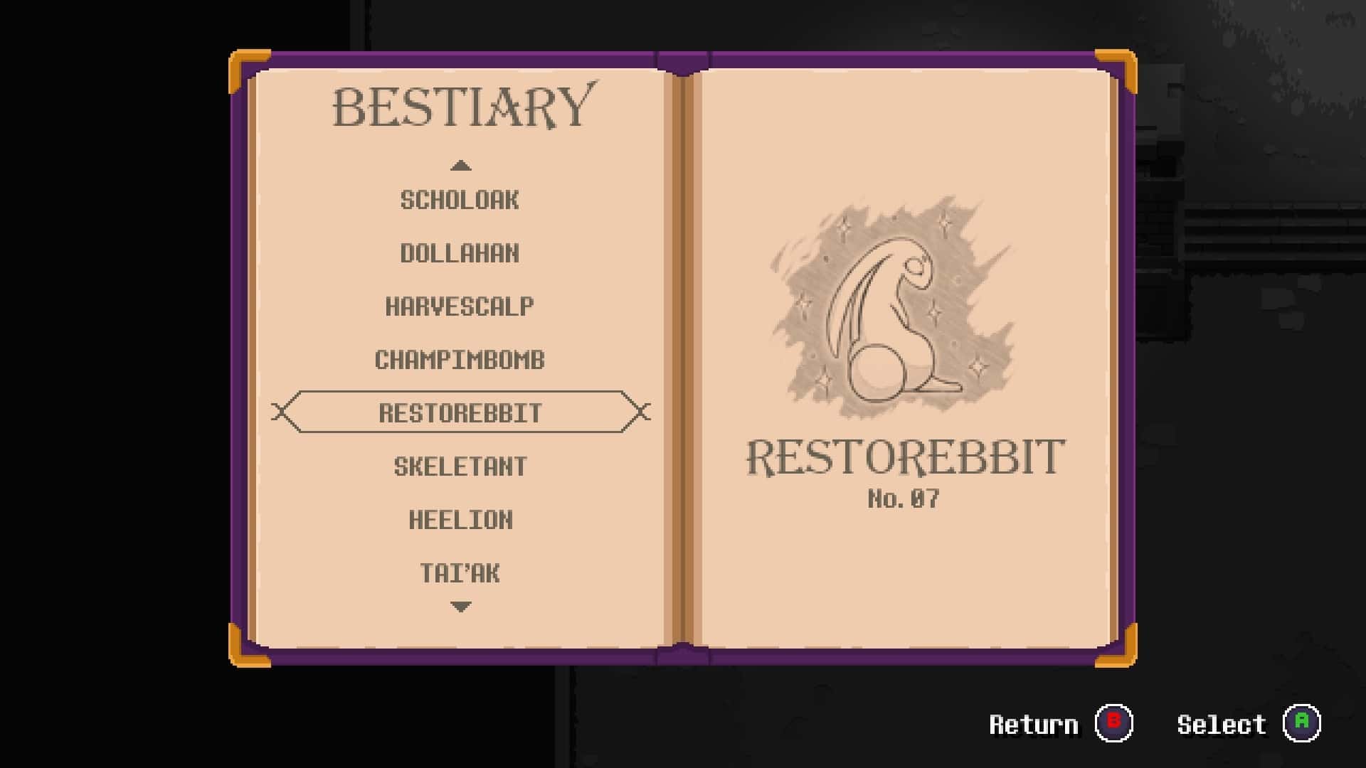 Otwarty bestiariusz, widok na restorebbita