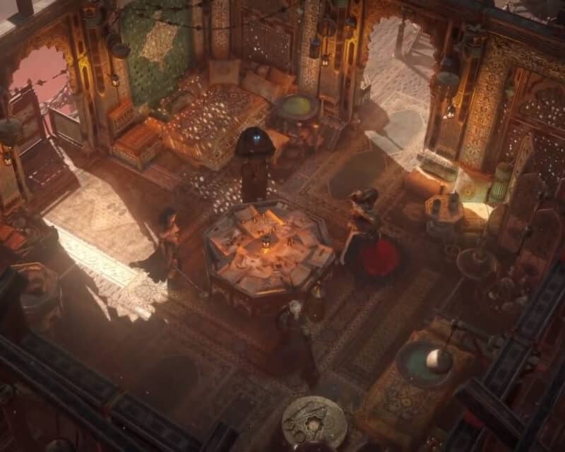 fragment rozgrywki Path of Exile 2 stół postacie