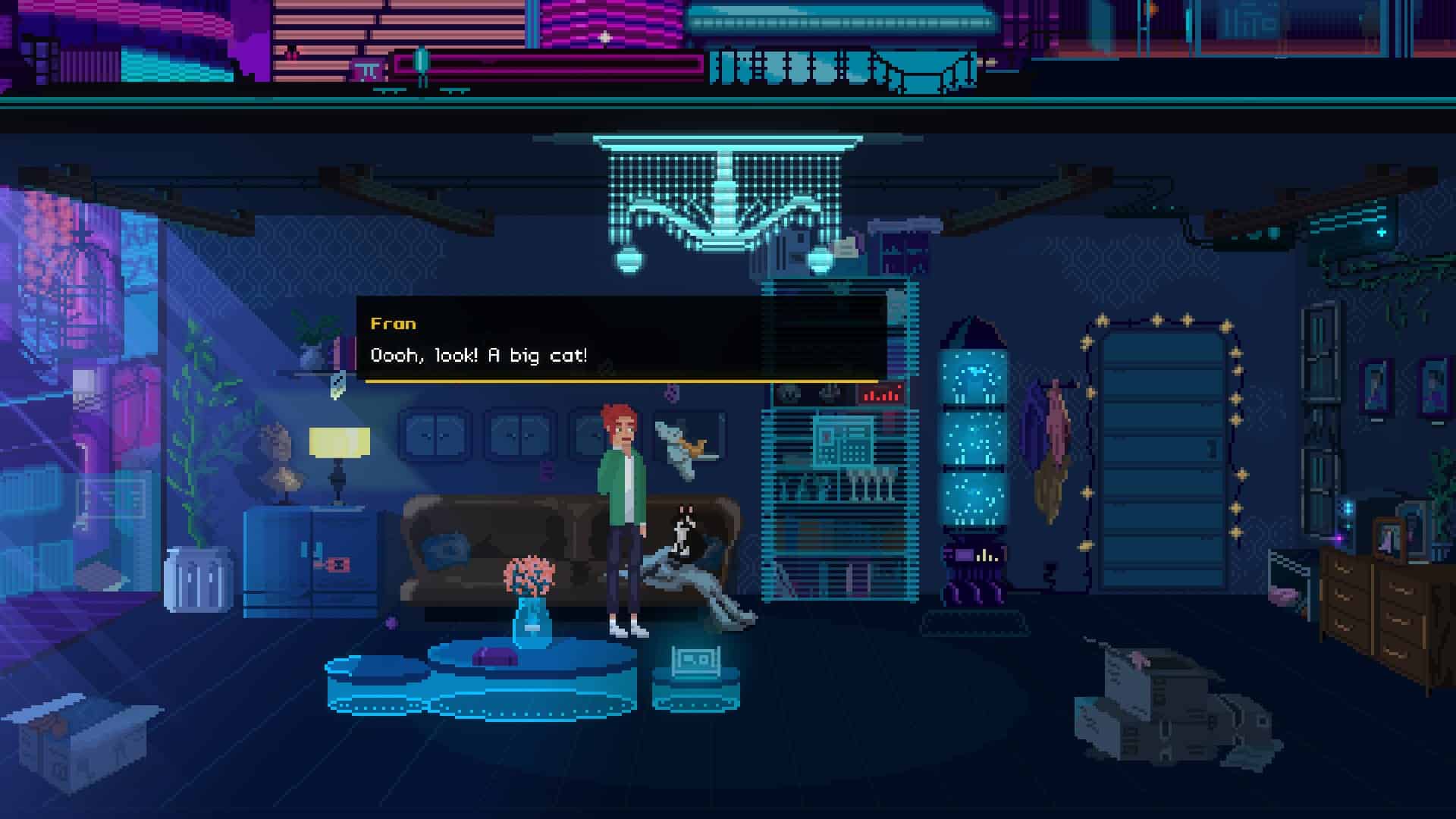 Don't Forget Me recenzja gry; duży kot siedzący na kanapie