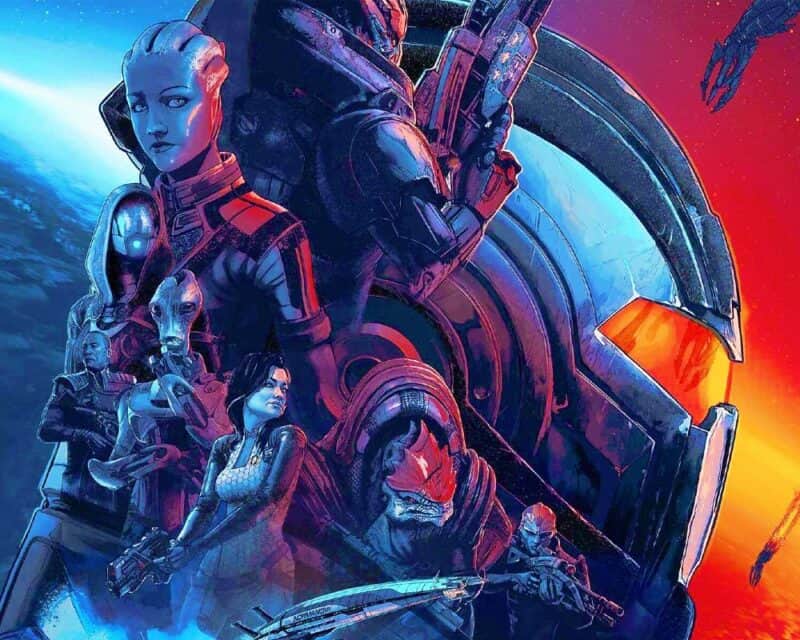Mass Effect Legendary Edition zakończenie - plakat gry, bohaterowie