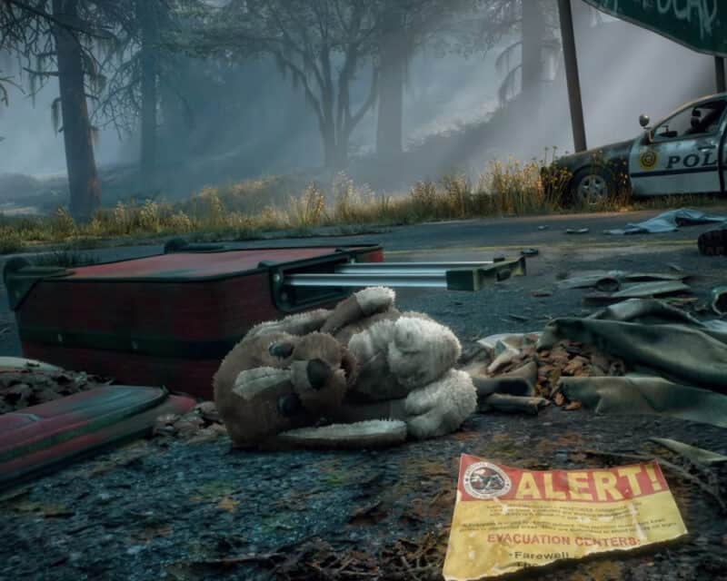 fragment rozgrywki Days Gone na PC droga pluszak ostrzeżenie