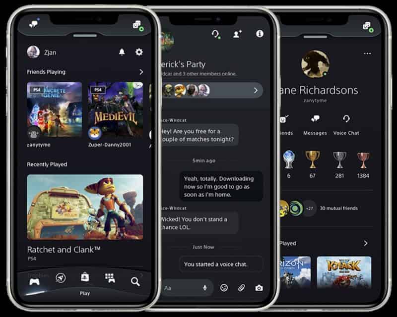 Zrzuty ekranu z playstation app