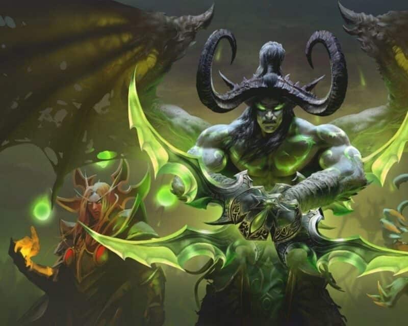 World of Warcraft The Burning Crusade Classic premiera, na screenie tajemniczy potwór z długimi rogami i zielonymi mieczami