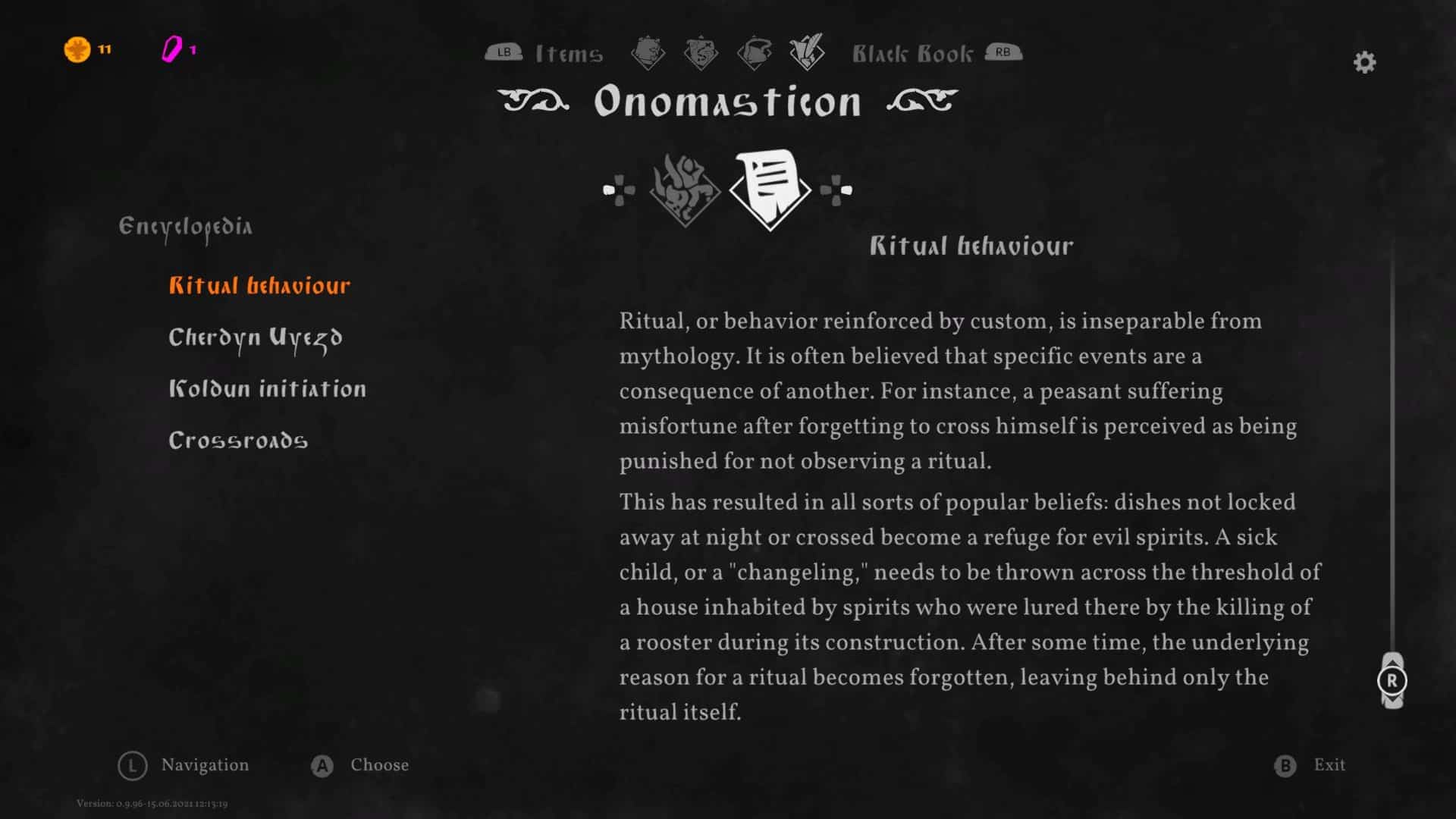 Encyklopedia widoczna z okna ekwipunku postaci, zawierająca informacje o podaniach ludowych Słowian
