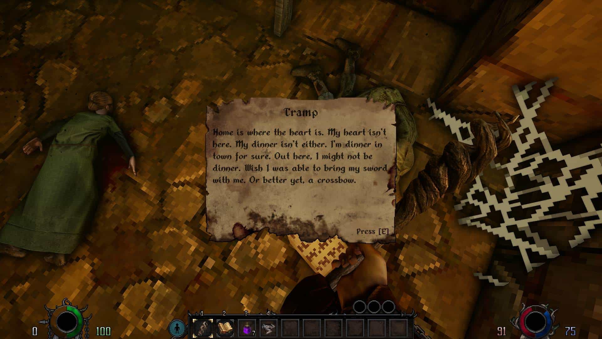 Graven; sekretne miejsce, martwa kobieta leżąca na ziemi i tajemnicza notatka