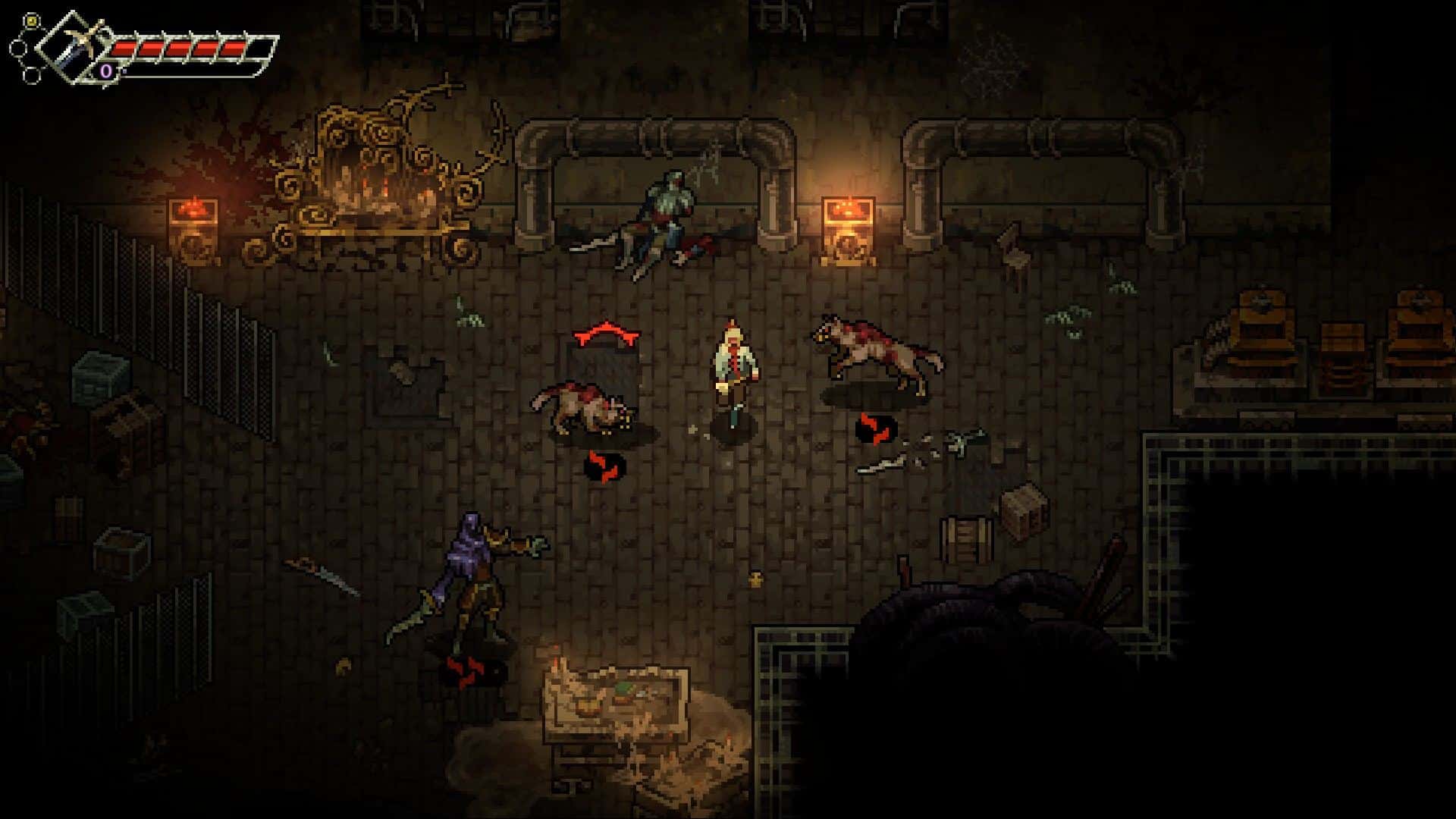 Bohater walczy z trzema przeciwnikami w kanałach