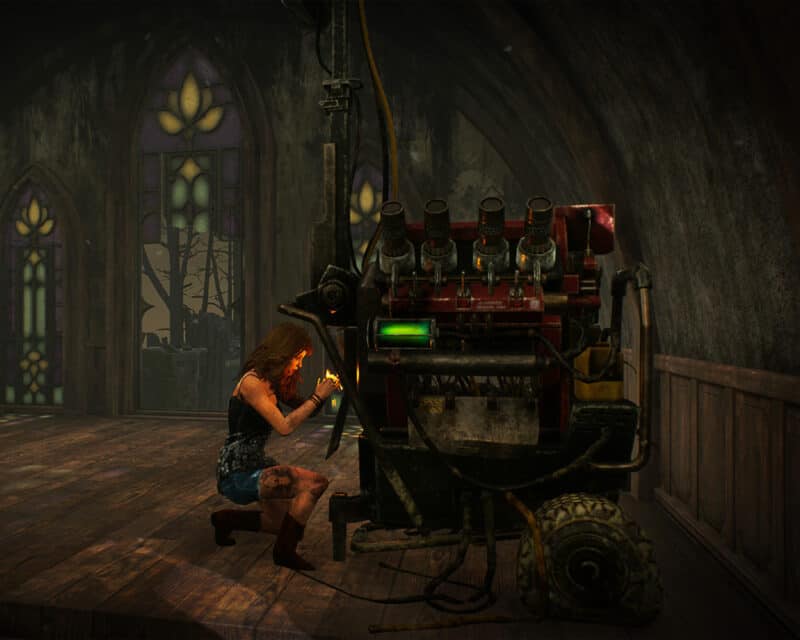 Dead by Daylight - screen z gry, weekend za darmo, maszyna, naprawianie