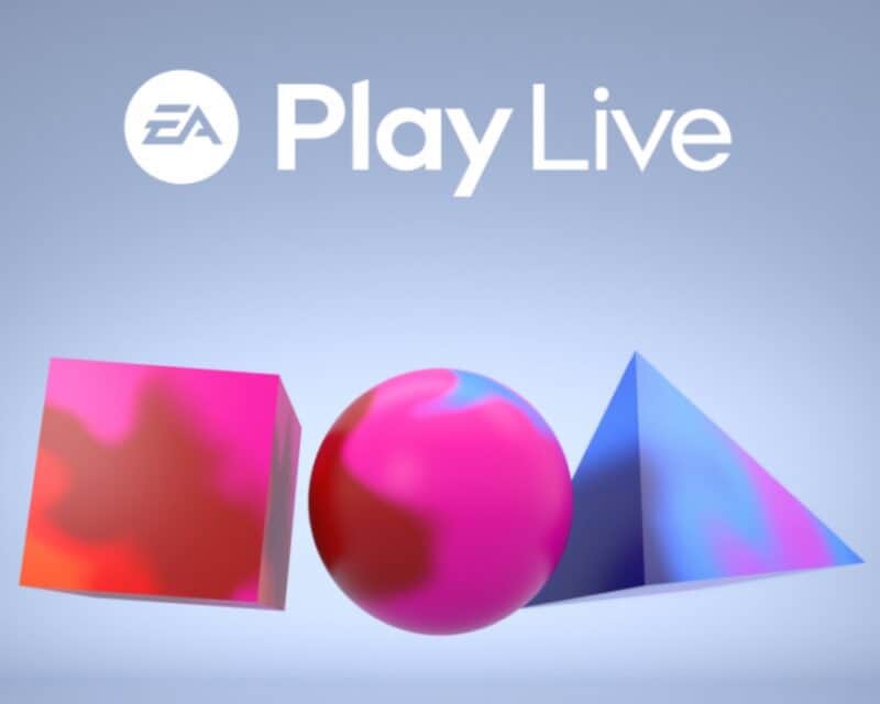 Kiedy odbędzie się EA Play Live – szczegóły. Grafika ilustracyjna, abstrakcyjna, z tytułem eventu
