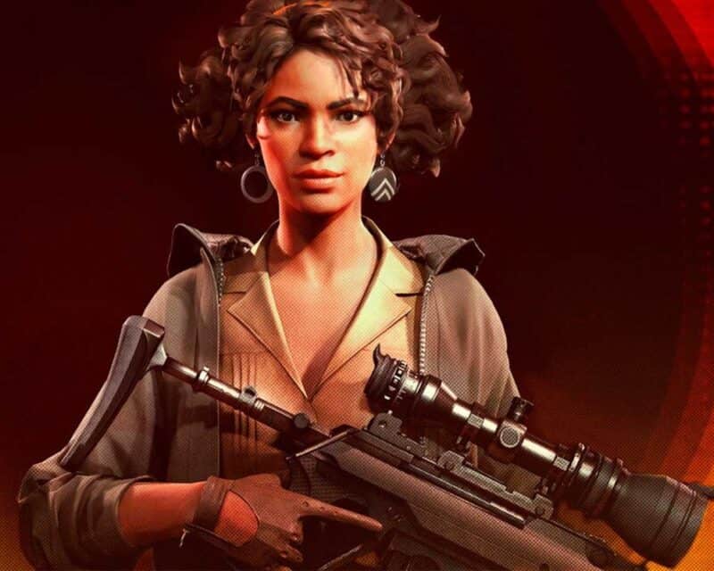 deathloop prace złoty status - plakat postaci żeńskiej