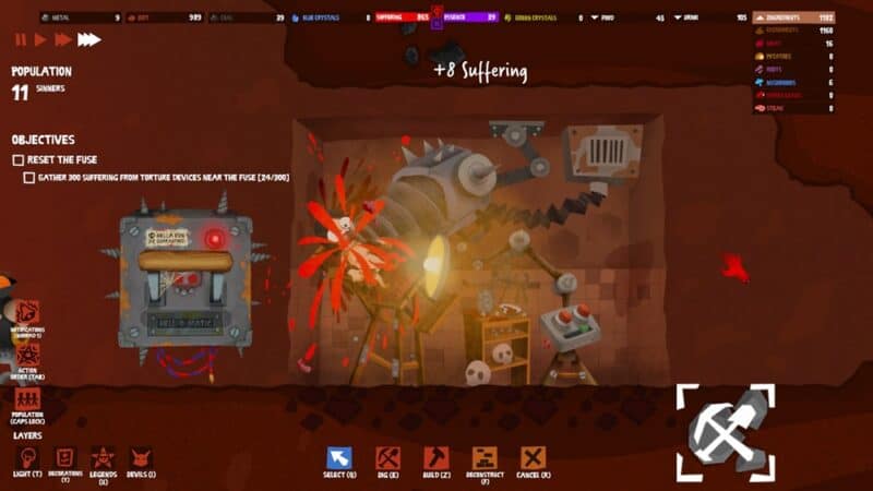 Tortura-dentysta z wielkim wiertłem.