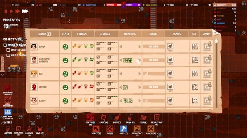 Karty postaci w Hell Architect