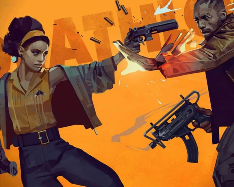 Screen z gry Deathloop, pojedynek między Julianną i Coltem, Deathloop wersja PC problemy