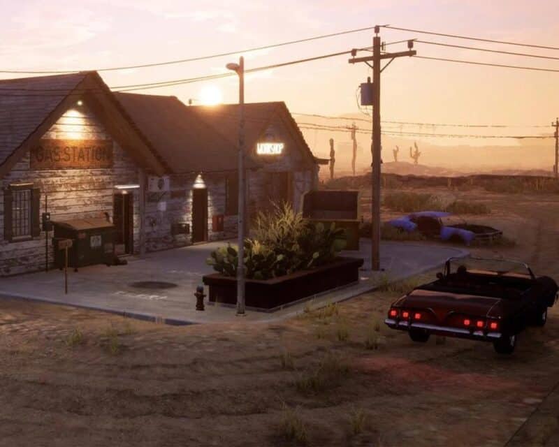 Screen z gry Gas Station Simulator, stacja benzynowa z gry i samochód, Gas Station Simulator bije rekordy