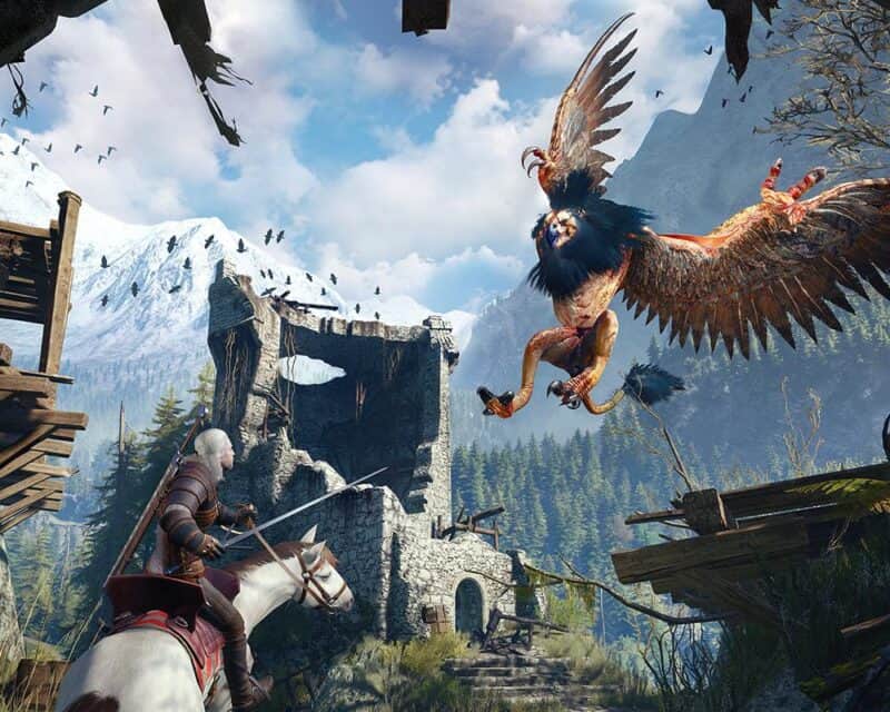 Widzmin 3 - projektan zadań przechodzi do Riot Games. Na obrazku Geralt walczy z gryfem