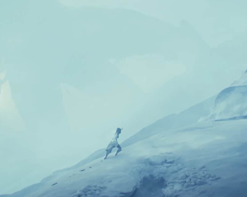 Kiedy premiera Mass Effect 4? Na obrazku tajemnicza postać wspina się na ośnieżone wzniesienie. W tle znajduje się ledwo dostrzegalny zarys pokonanego Żniwiarza.