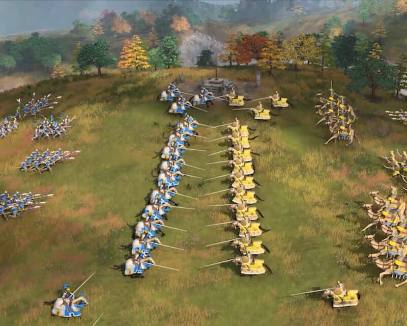 Age of Empires fragment rozgrywki - na obrazku przedstawione są dwie armie, które za chwilę rozpoczną bój.