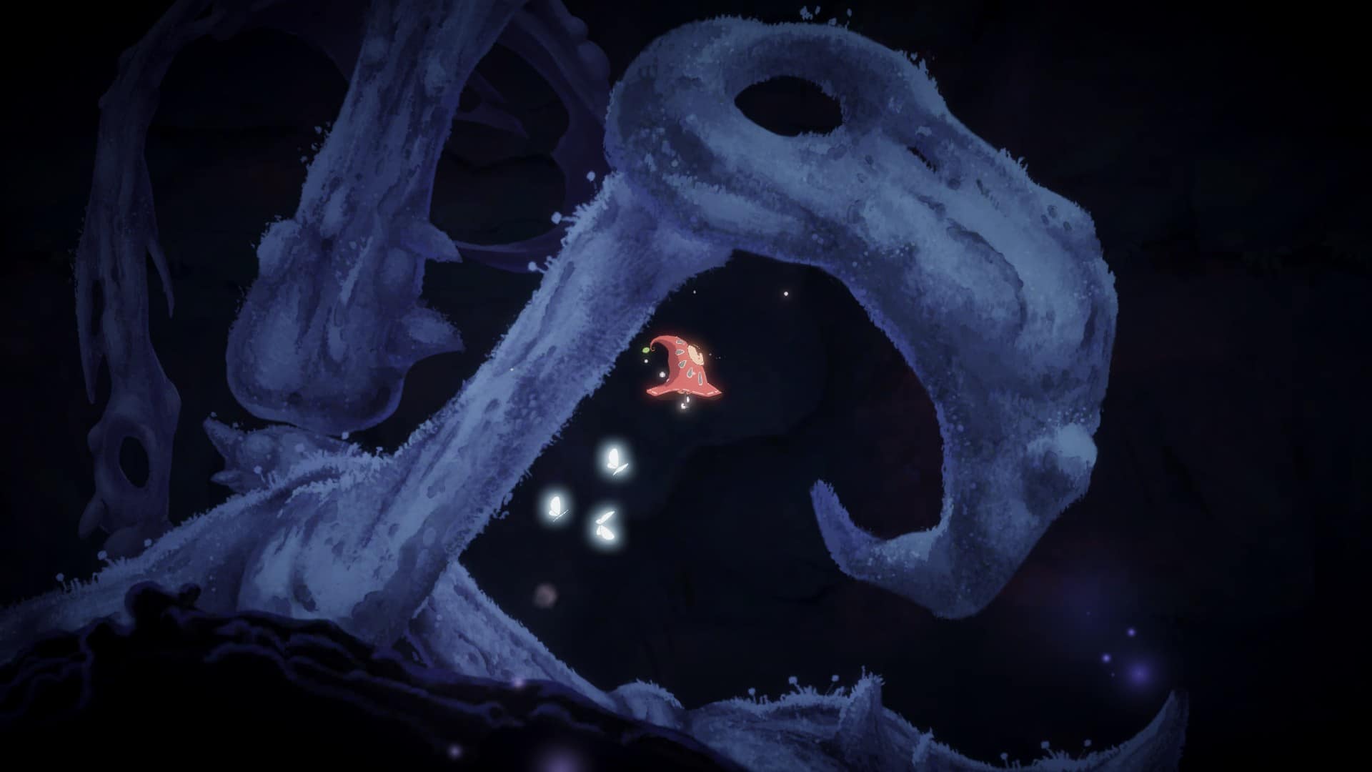 Hoa za którą fruną trzy złote motyle