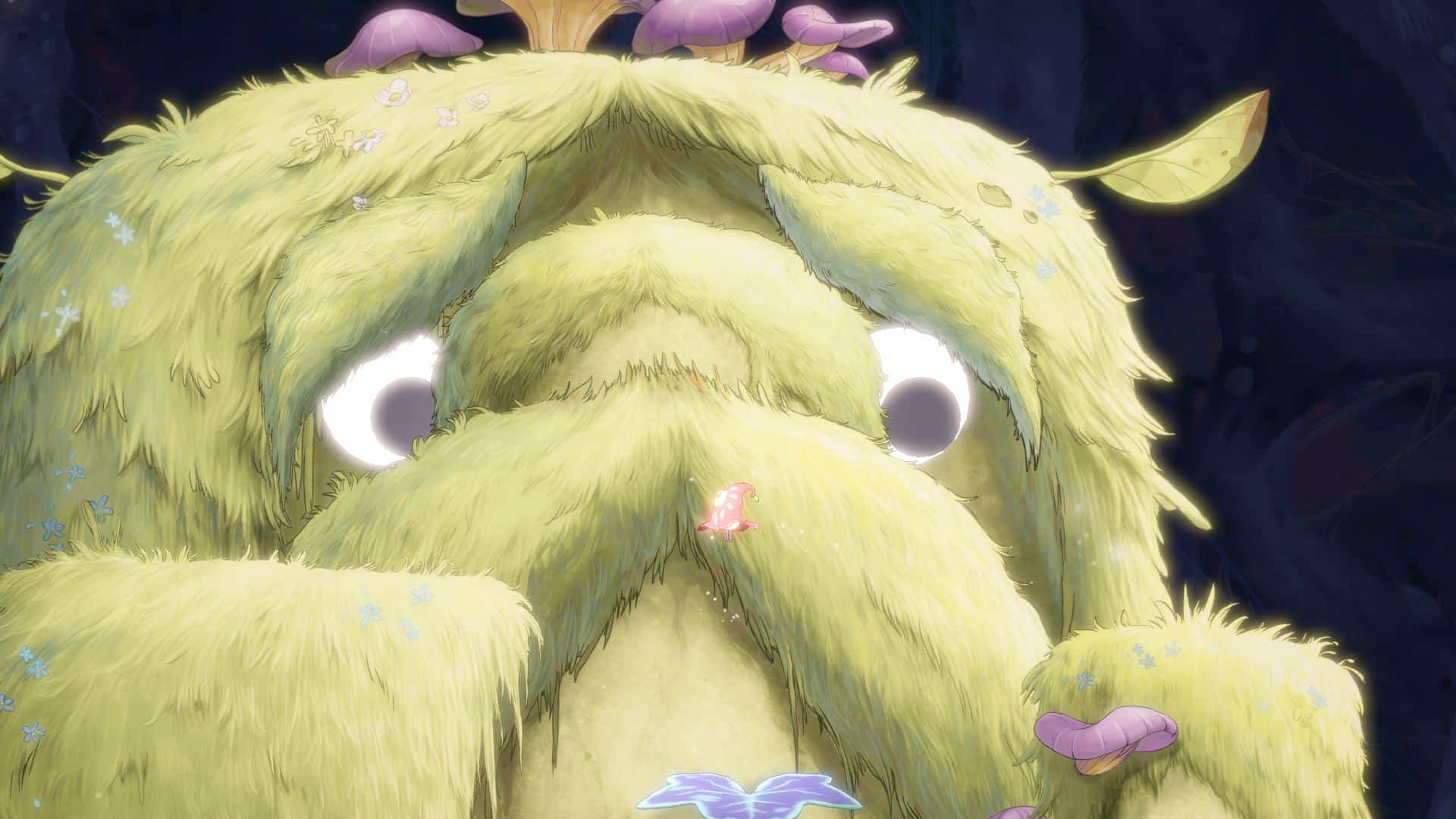 Hoa i włochaty władca krainy, wyglądający jak stwory stworzone przez studio Ghibli