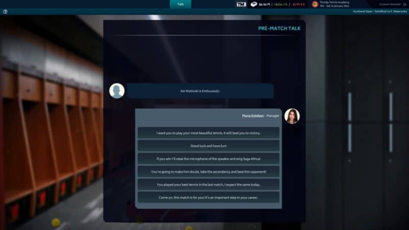 screen z gry, rozmowa z zawodnikiem tuż przed meczem