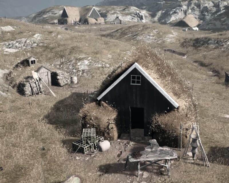 Island of Winds na pierwszym zwiastunie. Na obrazku znajduje się skromna drewniana chata na tle surowego krajobrazu wyspy.