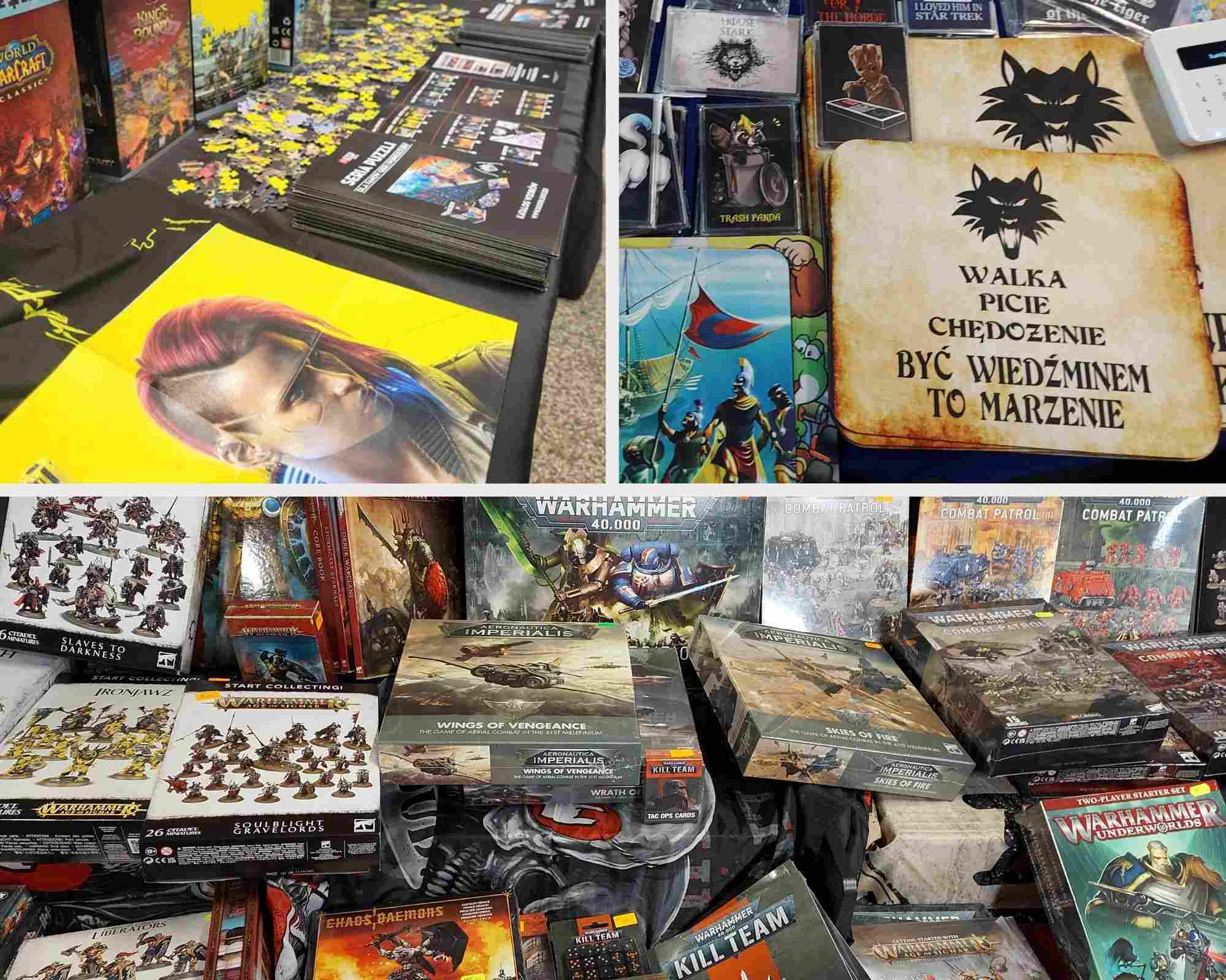 Stoiska z puzzlami, gadżetami, planszówkami