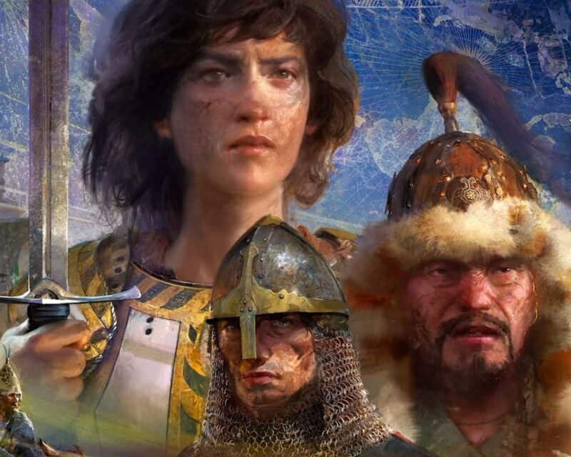 grafika promująca grę Age of Empires 4, pokazanie postaci z różnych cywilizacji, Age of Empires 4 rozwój gry