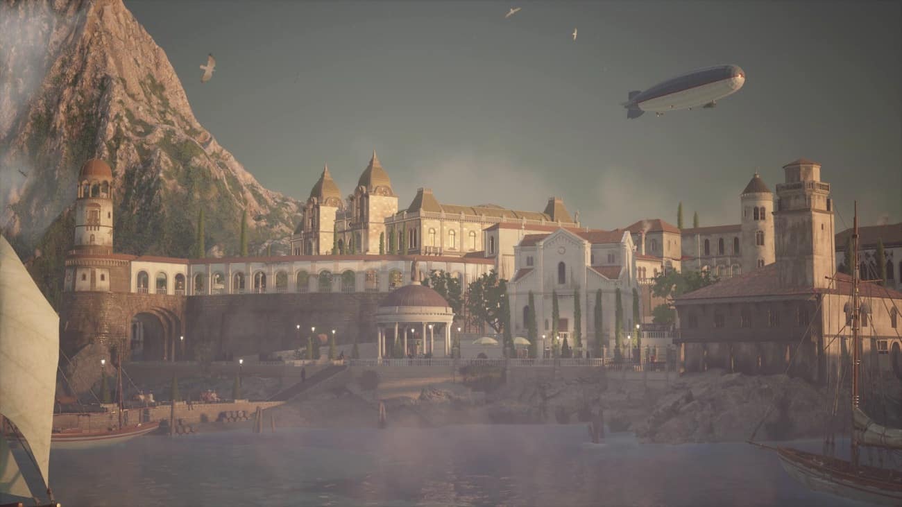 Panorama Cordony – miasto, sterowiec, góry