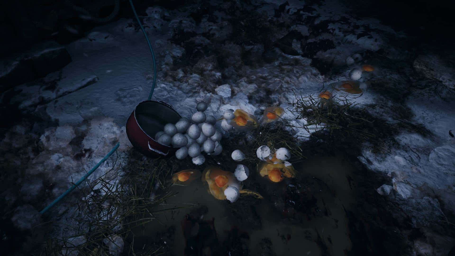 Rozbite jajka leżące na ziemi