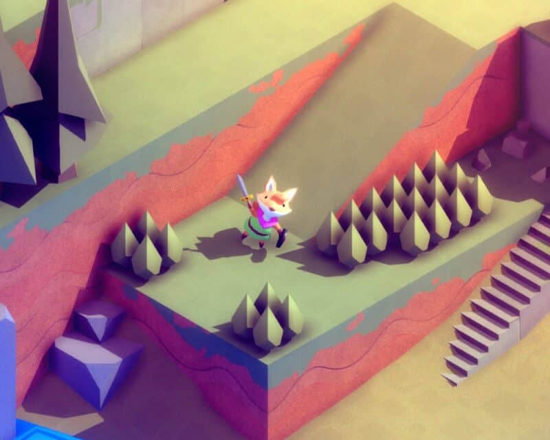 Zapowiedź gry Tunic. Na obrazu lisi bohater wymachuje mieczem, jakby chciał nam coś pokazać.