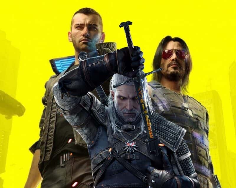 męskie postaci z gier Cyberpunk 2077 i Wiedźmin, temat wpisu to rozgrywka sieciowa multiplayer