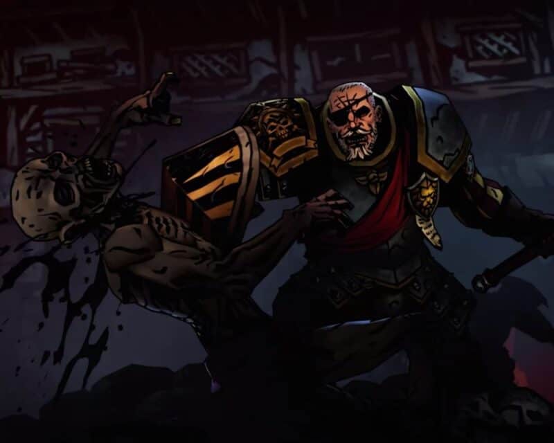 Darkest Dungeon II plany rozwoju, na obrazku widoczny bohater walczący z potworem