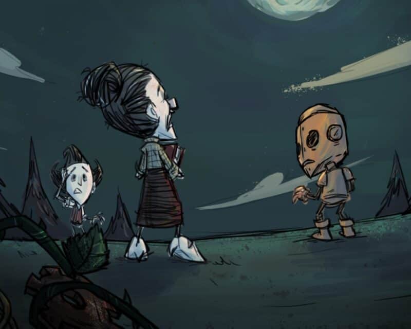 Już jest roadmapa 2022 Don't Starve Together – plakat ilustracyjny – postacie z gry, noc