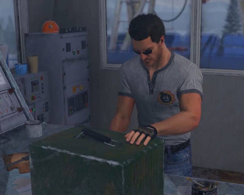 screen z gry Serious Sam: Siberian Mayhem, Sam próbuje odebrać sygnał SOS z komunikatora, Serious Sam Siberian Mayhem pierwszy gameplay