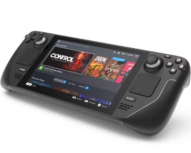 Widok konsoli Steam Deck, obrazek do wpisu informującym, że konsola zostanie wydana bez ekskluzywnych tytułów