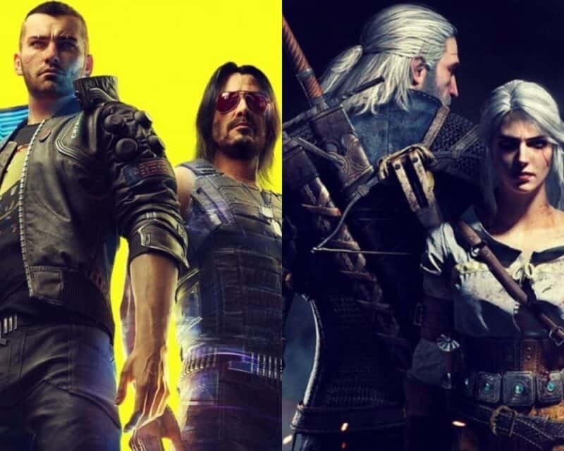 CD Projekt RED, Wiedźmin, Cyberpunk 2077 – V, Johnny Silverhand, Geralt i Ciri