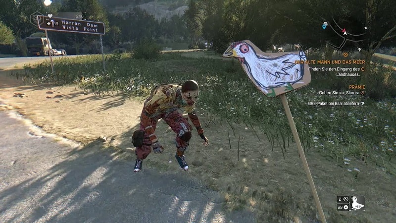 Dying Light broń kurczak na patyku – screen z gry
