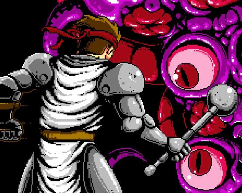 Premiera gry Infernax odbyła się 14 lutego. - pikselowy rycerz walczy z potworem, screen z gry