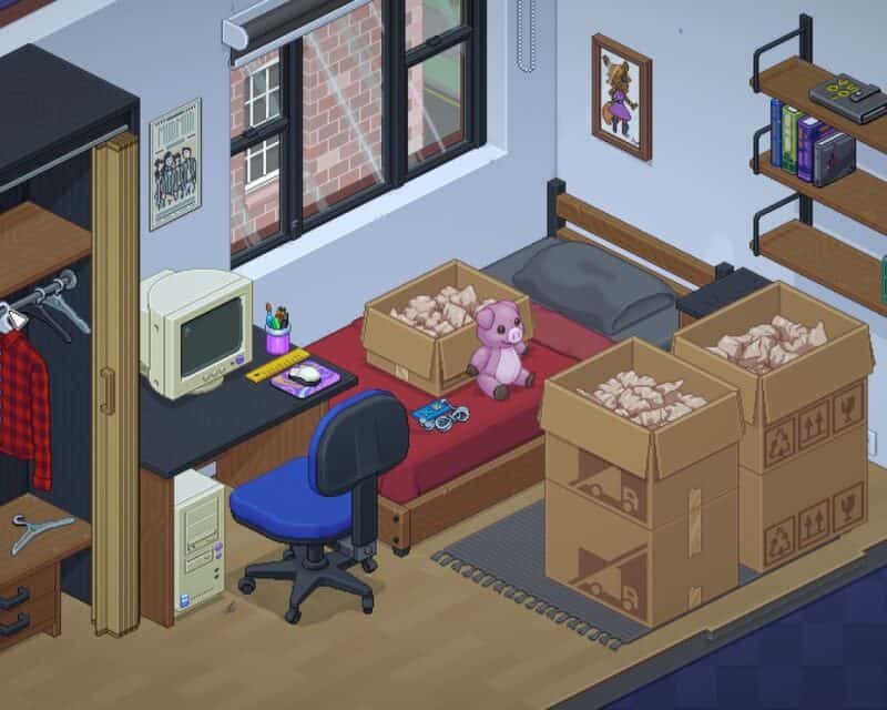 Kontrowersje wokół Unpacking Master – screen z Unpacking, pikselowy pokój z pudłami po przeprowadzce