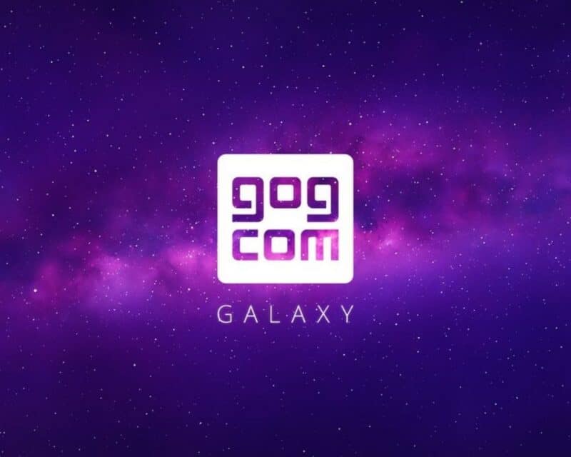 logo GOG com na fioletowym tle a la gwiezdne niebo, ale fioletowe, wpis na temat, że firma wprowadziła urlop menstruacyjny dla pracowników