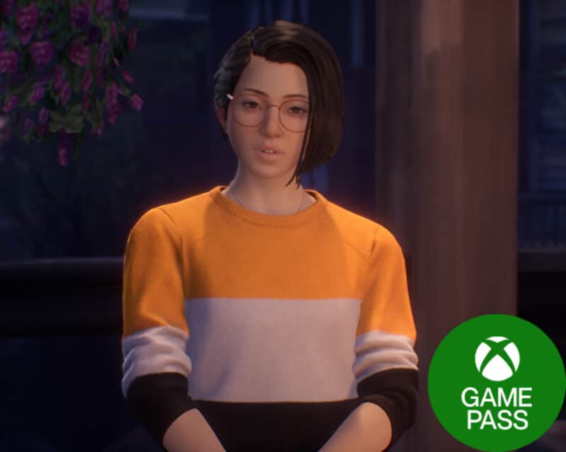 Nowości w Xbox Game Pass w kwiestniu 2022 – między innymi Life is Strange: True Colors, obrazek ilustracyjny: screen z gry, bohaterka, logo Xbox Game Passa