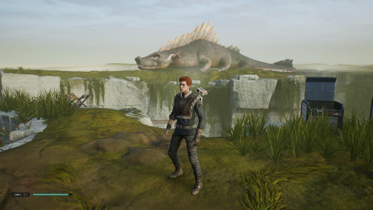 Star Wars Jedi: Fallen Order, recenzja gry – screen, Cal Kestis na planecie Bogano, smok